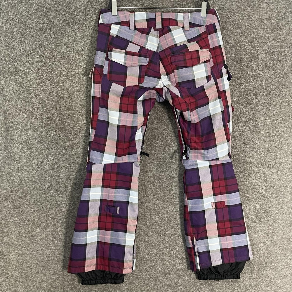Burton Fly Snow Pants Womens Small Plaid DRYRIDE Insulated Ski Snowboard Bootcut - Picture 6 of 10
